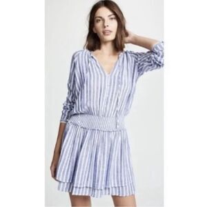 RAILS Women’s Jasmine Parisian Blue and White Striped Linen Tiered Dress Sz S